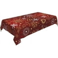 thumbnail image 3 of Nappe de Noël 60 x 84 Pouces Rectangle Forme Cœur d'Amour Doré Flocons de Neige Rouges Nappe en Tissu Ferme Hiver Vacances Décorative pour Pique-Nique Fête Maison Intérieur Extérieur, 3 of 5