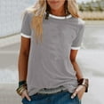 thumbnail image 2 of Tops for Women Trendy Sheer Puff Sleeve Top Inspirational Tees Women Compression Shirt Pack Pom Blouses Tunics Christmas Spotted Jacket Womens 3/ 4 Sleeve Tee Shirts Fall Shirt Satin Top Grey 2XL, 2 of 4