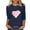 Navy-B, variant on Penkiiy Women's Valentine's Day Fashion Printed T-shirt 3/4 Sleeves Blouse Round Neck Casual Tops L Khaki