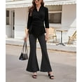 thumbnail image 3 of Blusas elegantes para mujer, blusa cruzada de manga 3/4, top con cuello en V, 3 of 6