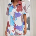 thumbnail image 4 of Camisas De Mujer Camiseta con botones de verano Blusa de mujer con estampado europeo Ropa femenina (Azul claro M) Ygjytge para Mujer azul claro T M, 4 of 6