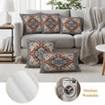 thumbnail image 6 of Orange Blue Boho Southwestern Outdoor Waterproof Pillow Covers, Traditional Ethnic Classical Decorative Square Throw Pillowcase Sofa Cushion Sham for Patio/Couch/Chair, 24"x24" 2 Pack, 6 of 8