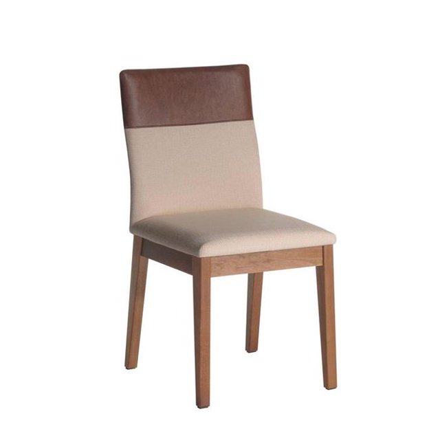 Manhattan Comfort 1011352 Duke Dining Chair with Synthetic Leather, Dark Beige & Brown