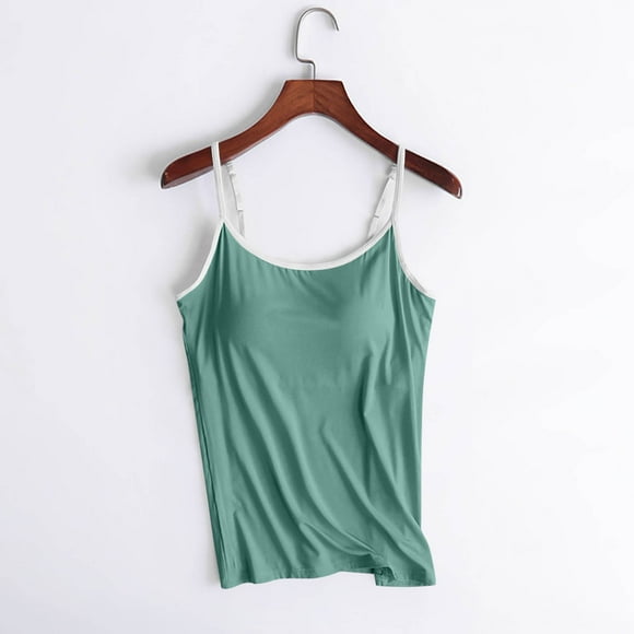 Aboser Camisoles pour Femmes avec Soutien-Gorge Intégré, Bretelles Spaghetti Ajustables, Haut Cami, Soutien-Gorge Intégré d'Entraînement, Camisoles de Base, sous-Maillots, Couleur Unie, Chandails Sans Manches
