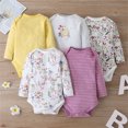 thumbnail image 3 of 5 Pcs/set Baby Infant Toddler Cotton Long-sleeve Bodysuits 3-24 Months Cute Baby Girl Romper Clothes Sets,C,9-12 Months, 3 of 4