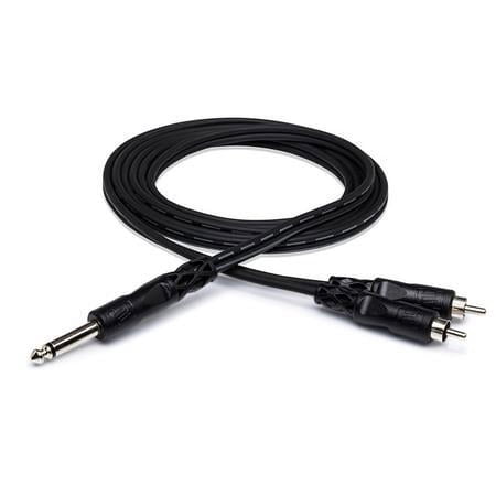 UPC: 0728736022027 | Hosa CYR-103 1/4  TS To Dual RCA Unbalanced OFC Copper Y-Cable Adapter CYR103