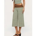thumbnail image 7 of Inglocry Fold Over Capri Yoga Pants for Women Low Rise Wide Leg Flared Cropped Gaucho Capri Pants Summer Culottes Beach Bottoms Green XL, 7 of 7