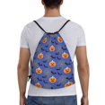 thumbnail image 2 of Drawstring Backpack - Halloween bats Lantern spiderweb Splash Proof Small Drawstring Gym Bag for Women Men, Cinch Sports String Bag Backpack for Travel Swimming Beach, 2 of 8