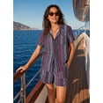 thumbnail image 3 of PINKSIR 2 Piece Outfits for Women Hawaiian Tropical Print Button Down Shirt and Shorts Summer Beach Vacation Sets Resort Wear, 3 of 10