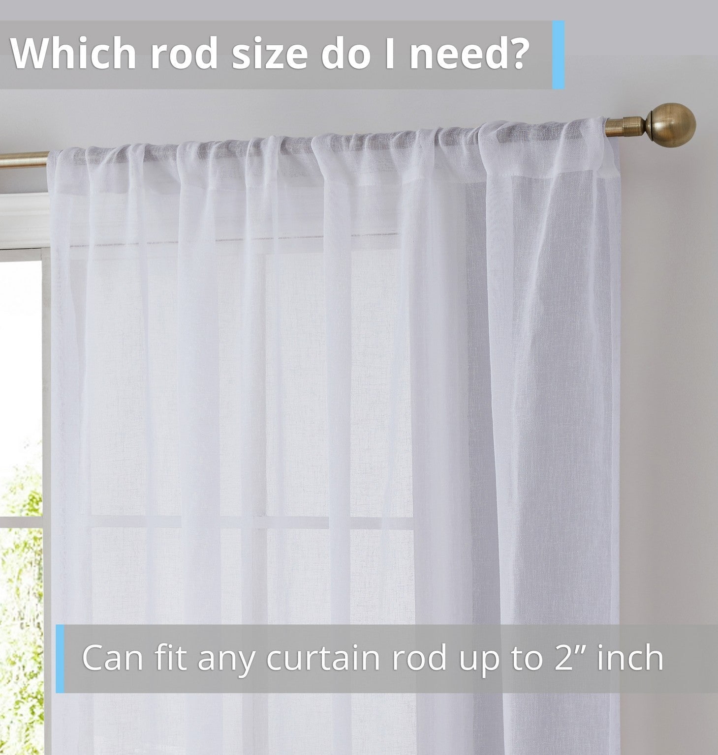 THD Zoey Faux Linen Textured Semi Sheer Window Rod Pocket Thick Curtains Drapery Panels, 2 Panels