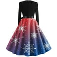 Sailboat Christmas Dresses Women Long Sleeve Christmas Trees Snowflake