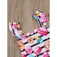 thumbnail image 5 of Gureui Kids Baby Girls One-Piece Swimsuit, Stripe Donut Print Ruffle Trim Fly Sleeve Backless Baby Bodysuit Swimwear, 5 of 9