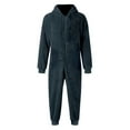 thumbnail image 3 of KKBOTIVE Winter Fuzzy Onesies Pajamas for Men Hoodie Zipper Jumpsuits Loungewear Long Sleeve Warm Romper Adult Fall Winter Loungewear Navy Size: S, 3 of 6