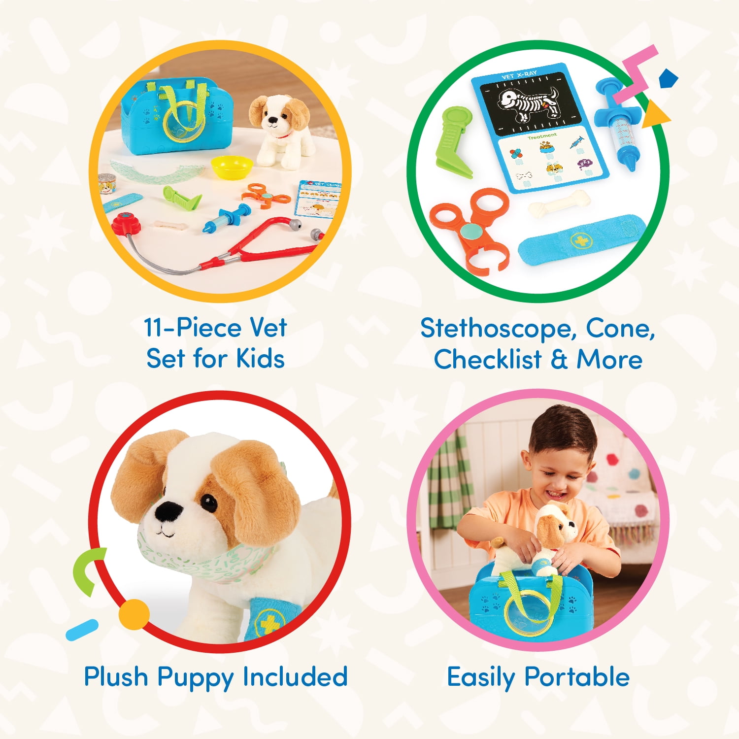 Battat Happy Puppy Vet Set with Plush Dog and 10 Plastic Accessories, Toddler and Preschool Toys  (图3)