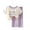 Purple, variant on AUNVITO Fashion Girls' Casual Short Sleeve Round Neck Collar Botton Printed Short Pants Sets