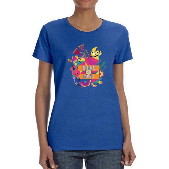 Cinco De Mayo Colorful Props Shaped T-Shirt Women -Image by Shutterstock, Female XX-Large
