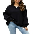 thumbnail image 1 of Women Casual Sweater Winter Long Sleeve  Neck Solid Color Loose Fit Knit Tops, 1 of 5