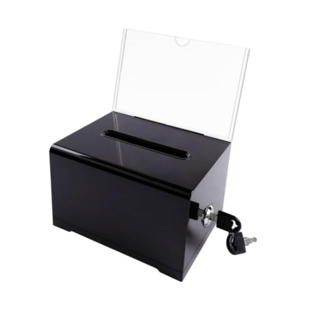 Caja de Recolección de Tarjetas de Presentación Caja de Sugerencias Recolección de Opinión Boleta Minimalista Negro