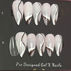 Pre-Designed Gel-X Nails – Modern Minimalist Swirl Edition 🤍✨