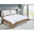 thumbnail image 1 of Marina Decoration Embroidered Stitching Coverlet Bedspread Ultra Soft Solid Bedding Summer Quilt Set with Quilted Sham, Brown Geometric Circles Pattern, 1 of 6