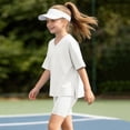 thumbnail image 6 of HOMBOM Big Girls Summer Outfits Casual Fashion Solid Color V Neck Short Sleeve T-Shirt and Shorts 2 Piece Set Age 4-15 Years,White,10-11 Years, 6 of 7