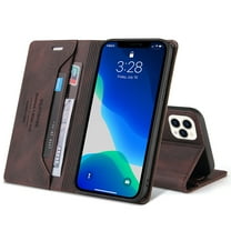 Allytech Suited for iPhone 13  Pro Max Wallet Case, Retro Leather Magnetic Folio Flip Card Cash Pocket Shockproof Full Body Protection Case For iPhone 13 Pro Max,Brown