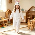 thumbnail image 2 of WhouRiu Little Girls Bunny Onesie Fluffy Hooded Zip Up Jumpsuit Soft Holiday Party Dress Up, 2 of 5