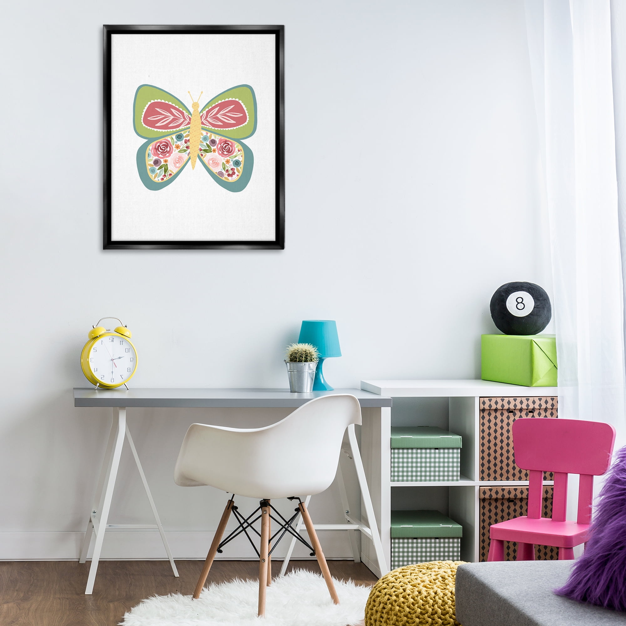 Stupell Industries Boho Pattern Butterfly Animals & Insects Painting Black Floater Framed Art Print Wall Art, 25 x 31