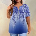 thumbnail image 2 of IYYVV Womens Plus Size Blouses Summer Oversized Short Sleeve Tunic Tops For Women Button V-Neck Shirt Tie Dye Graphic Tshirt Business Casual Clothing Fall Fashion 2024 Dark Blue 5XL, 2 of 6