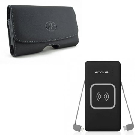 Compatible With Google Pixel 3a XL - Black Leather Side Case w Slim