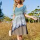 thumbnail image 4 of Vestido de manga corta con estampado de olas en azul océano, elegante y chic, para mujer, promoción de verano, coreano., 4 of 7