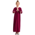 thumbnail image 3 of Jhaoyu Robe Abaya pour Filles Enfants, Col Rond, Manches Longues, Robe Maxi pour Fête à Thème Ramadan, Mascarade, Bourgogne 16, 3 of 7