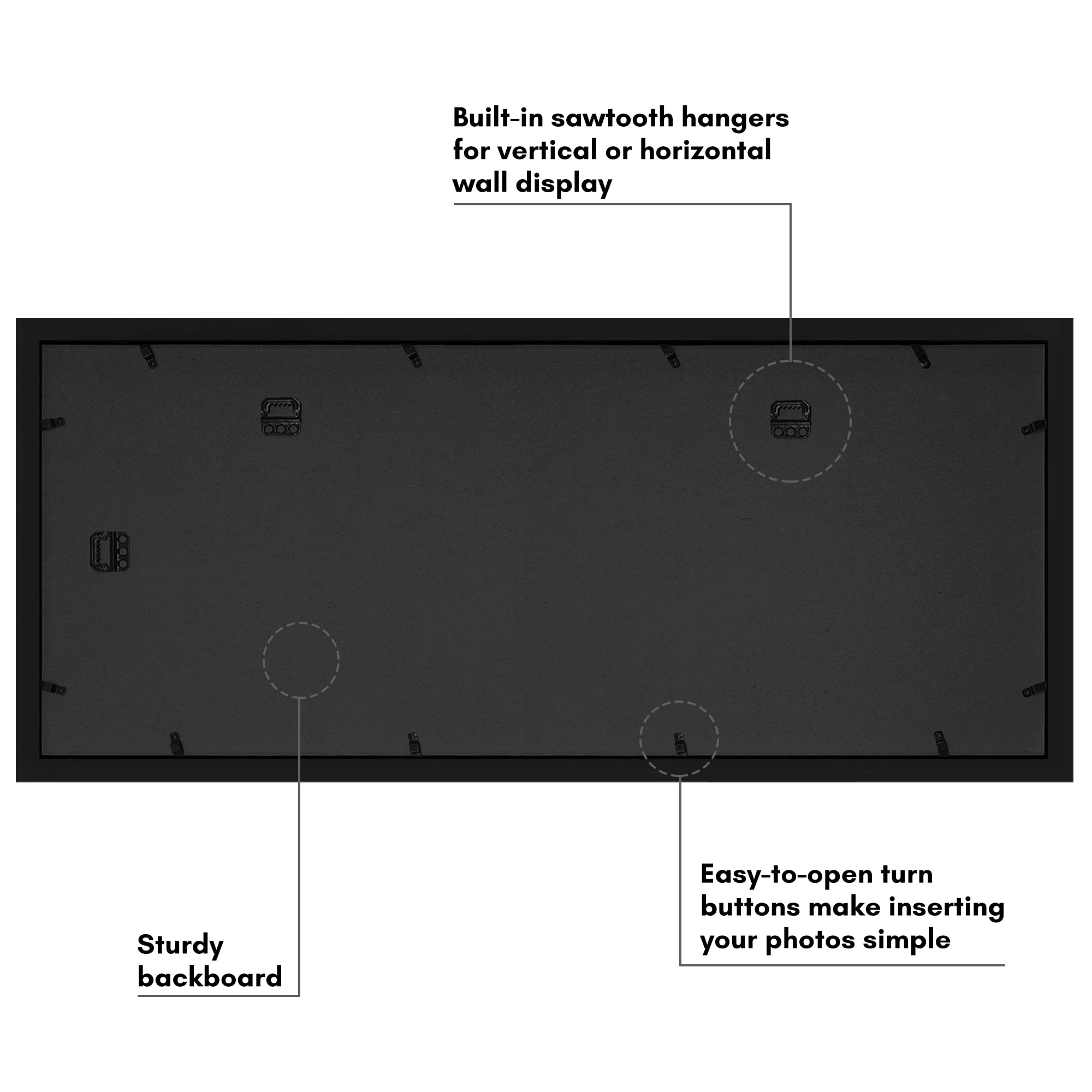 Americanflat 12x30 Picture Frame with Polished Plexiglass Collage Multi Frames Fit One Eight Photos - Black