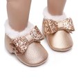 thumbnail image 3 of Ketyyh-chn99 Baby Cozy Fleece Booties Fall Shoes Baby Boy Girl Boots Shoes Winter Snow Bowknot Anti-Slip Soft Sole Warm Toddler Prewalker Booties Gold,5, 3 of 5