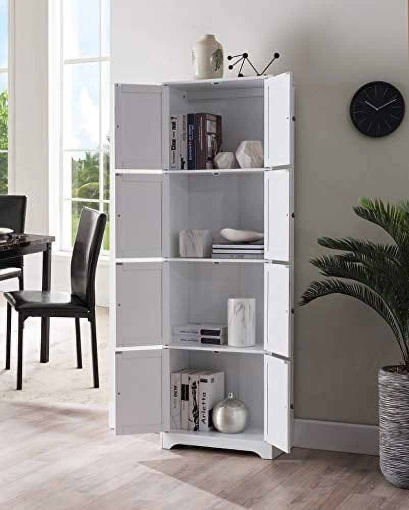 Kings Brand Furniture Lyons 4-Tier 68" Kitchen Pantry Storage Cabinet with 8 Doors, White, 23" W x 11.875" D x 68.25" H