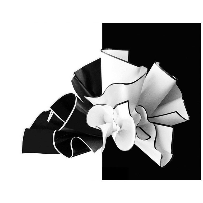 DODXIAOBEUL 20 Sheets Black Penh Flower Wrapping Paper,Waterproof Florist Bouquet Paper,DIY Crafts,Single Colors 23 x 23 inch(Black Edge-White)
