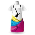 thumbnail image 3 of Gymnastics Apron, Teenager Silhouette Ribbon Dancing on an Abstract Stripes Background, Unisex Kitchen Bib with Adjustable Neck for Cooking Gardening, Adult Size, Multicolor, by Ambesonne, 3 of 4