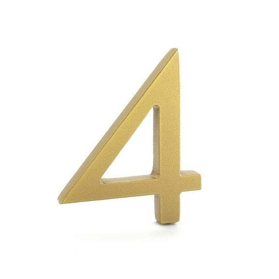 Montague Metal Products 6" Gold Floating or Flat Modern House Numbers 0-9 - 4