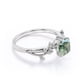 thumbnail image 3 of JeenMata Anillo de Compromiso Inspirado en la Naturaleza de Ágata Verde Musgo Transparente Natural de Talla Cojín de 1 Quilate - Engaste de 4 Puntas - Baño de Oro Blanco de 18 K sobre Plata, 3 of 6