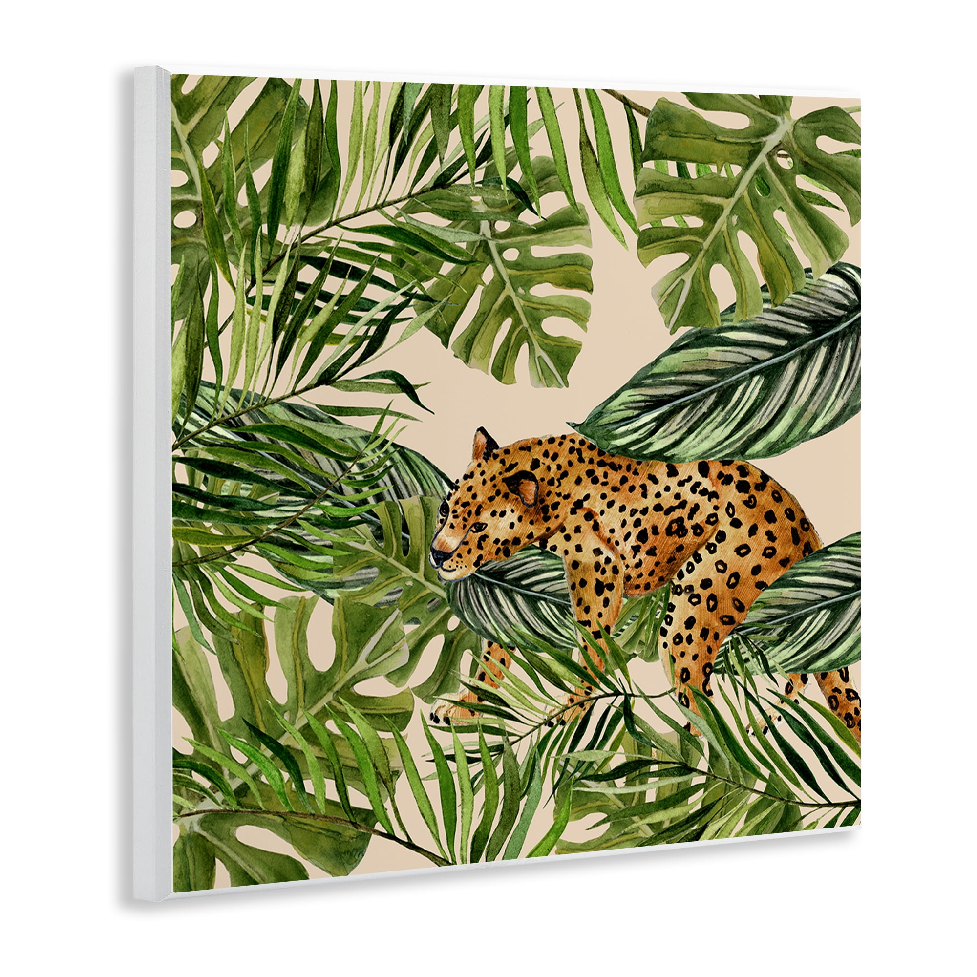 Stupell Industries Botanical Leopard on Branch Plants & Flowers Painting Unframed Art Print Wall Art, 12 x 12