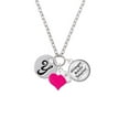 thumbnail image 2 of Delight Jewelry Silvertone Large Script Letter - Y - 3/4'' Disc - Hot Pink Heart Nurse Strong Zoe Necklace, 2 of 4