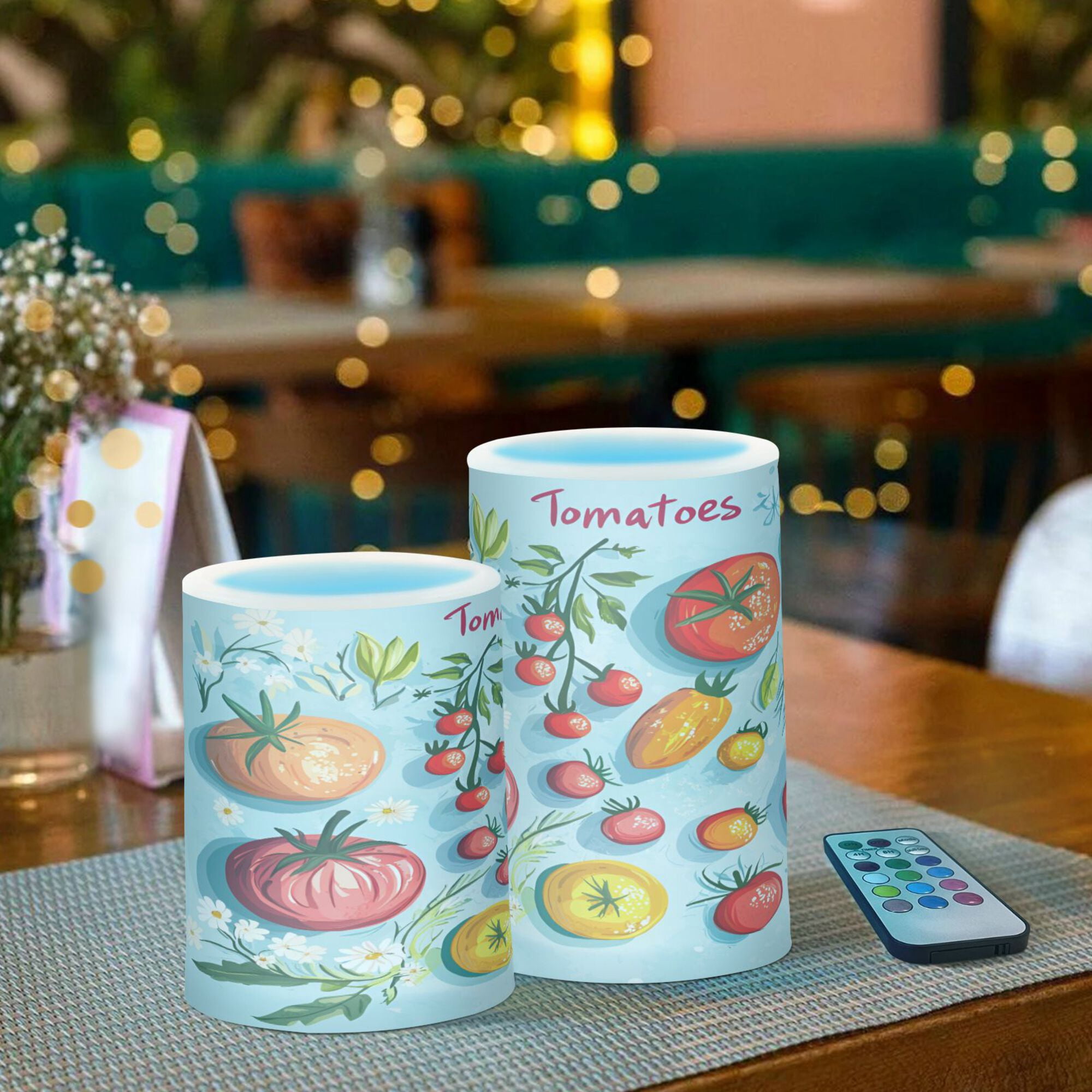 Yayeee Flameless Candles with Remote Flickering Battery Operated Multi Color Changing, Yellow Tomatoes