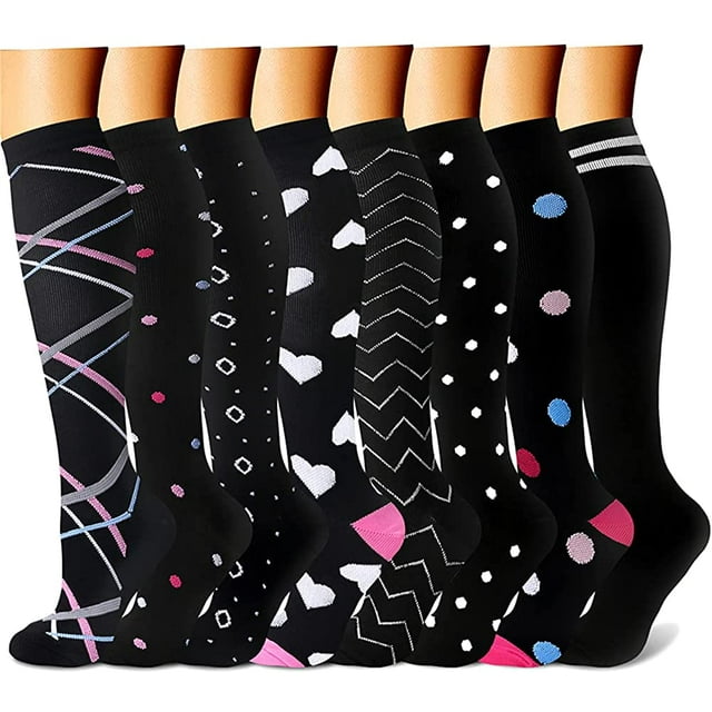 Compression Socks for Women & Men Circulation (8 Pairs)15-20 mmHg is Best Support for Athletic Running Cycling