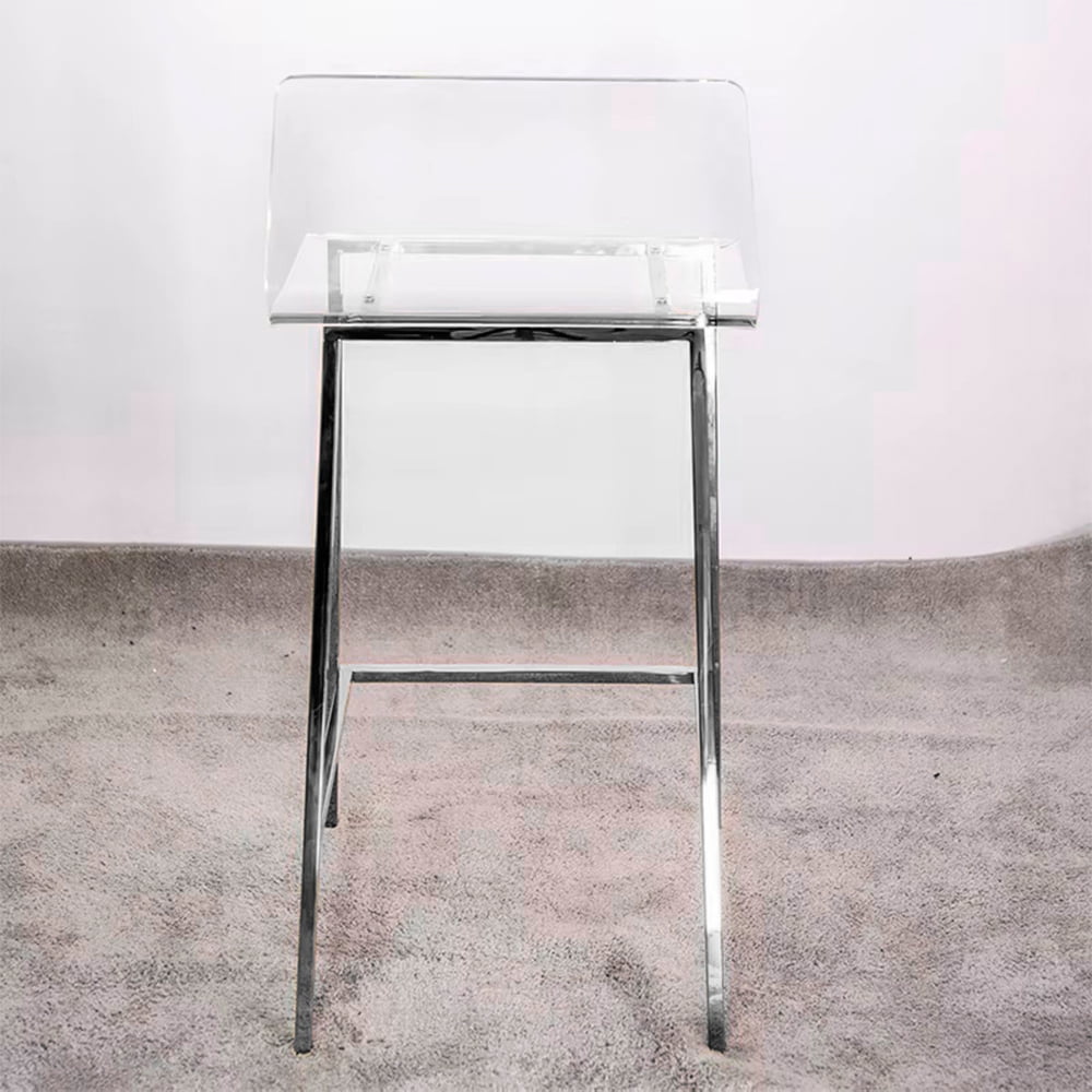 Tabouret de comptoir en acrylique transparent – Heavenly Collection, base argentée | Parfait pour un îlot de cuisine ou une salle à manger