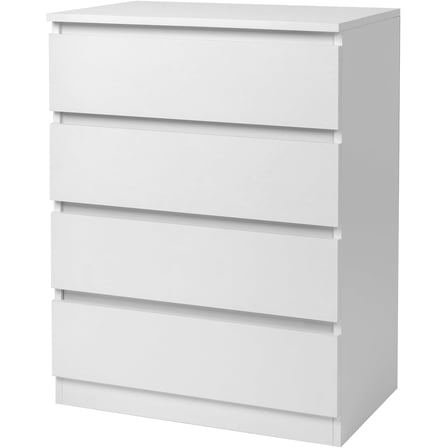 Karl home 4 Drawer White Dresser for Bedroom, Wood Dresser with Deep Drawers, Tall Dressers with Cut-Out Handles, 30" Morden Wooden Chest with Large Storage