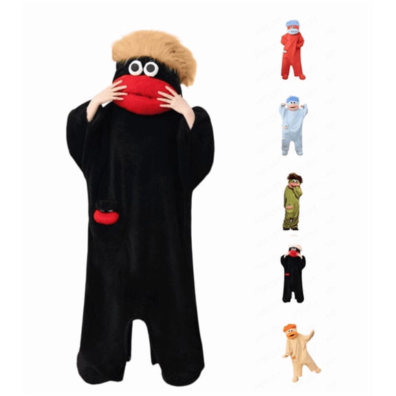 Big Mouth Monster Onesie Pajamas, Unisex Adult Plush Pajama, Cozy Warm Hooded Monster Onesie for Women Men Daily Home Wear (Black XL)