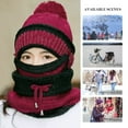 thumbnail image 5 of Cyiecw Winter Beanie Hat Scarf and Mask Set 3 Pieces Slouchy Snow Knit Skull Cap Infinity Scarves for Women, 5 of 6