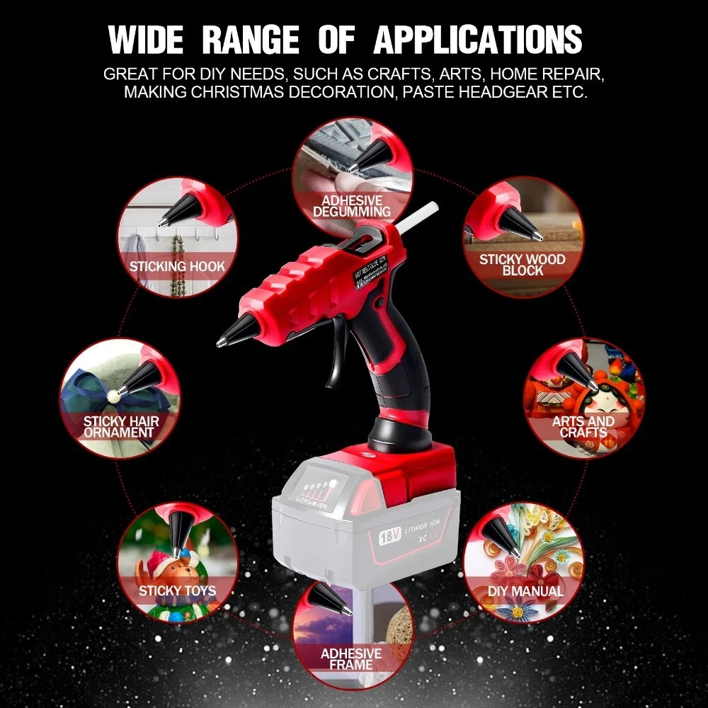 Cordless Hot Melt Glue Gun Heat Repair Tool for Milwaukee 18V with Glue Sticks