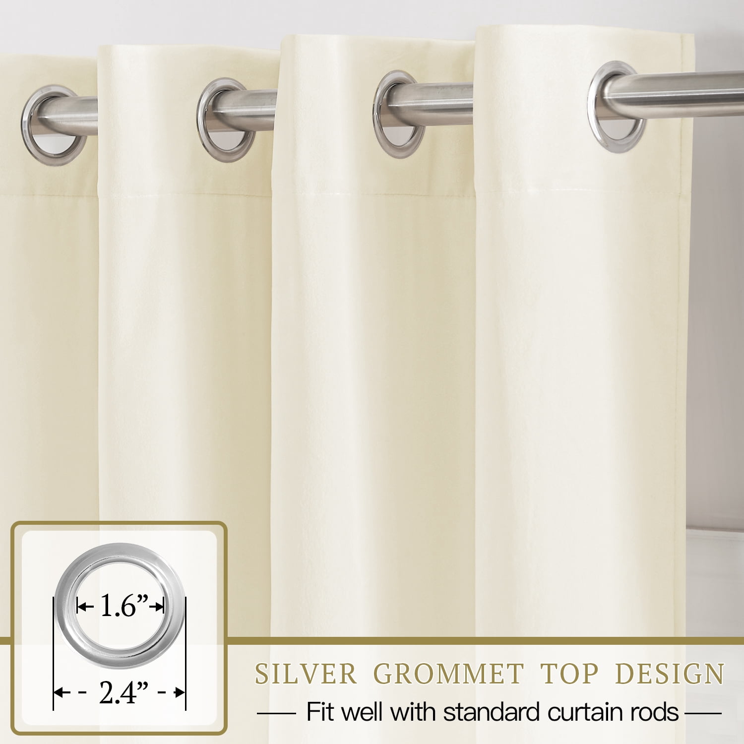 StangH Cream White Velvet Curtains 84 inches - Grommet Thick Plush Velvet Curtain Panels Room Darkening Window Drapes for Nursery/Kids Bedroom Decor, Ivory, W52 x L84, 2 Panels