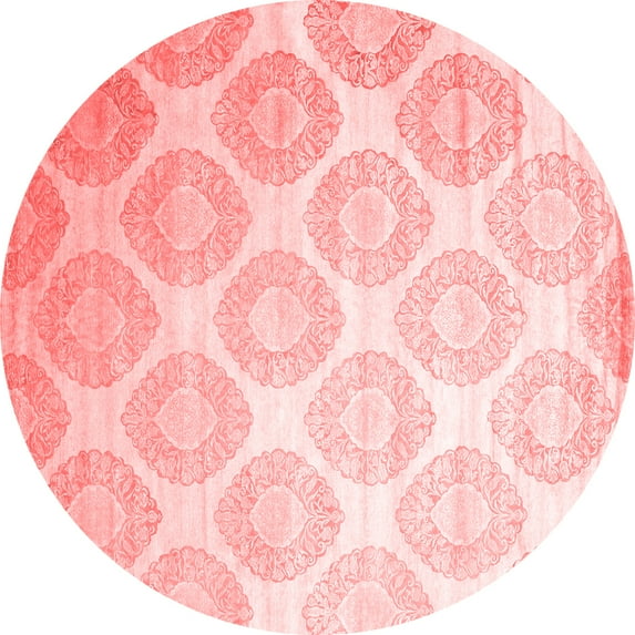 Ahgly Company Indoor Round Abstract Red Contemporary Area Rugs, 3' Round